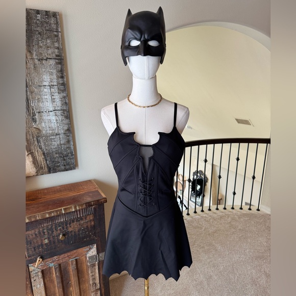 Black Bat-Themed Dress with Mask Halloween Costume - Picture 1 of 8